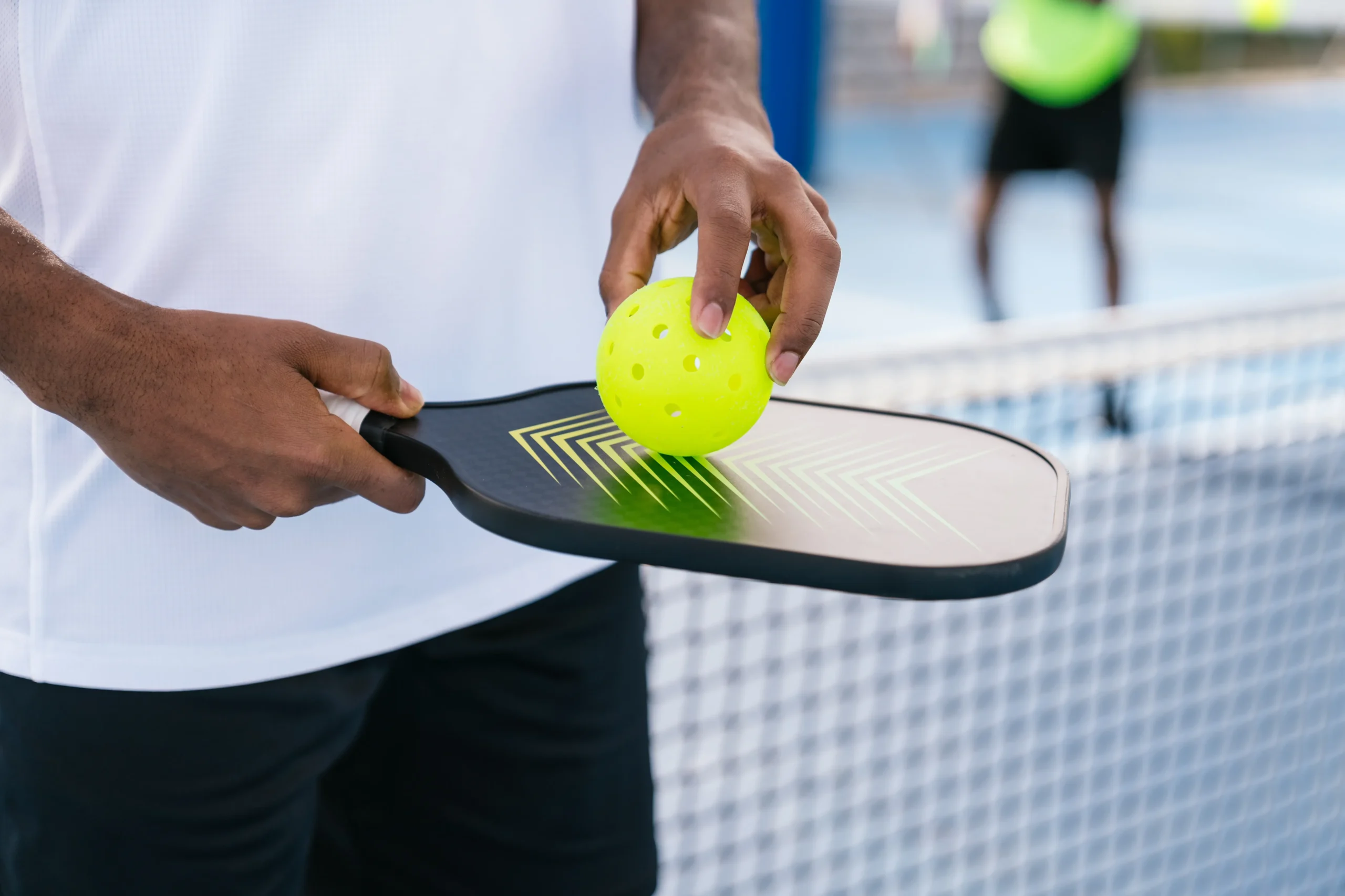 Pickleball players on court